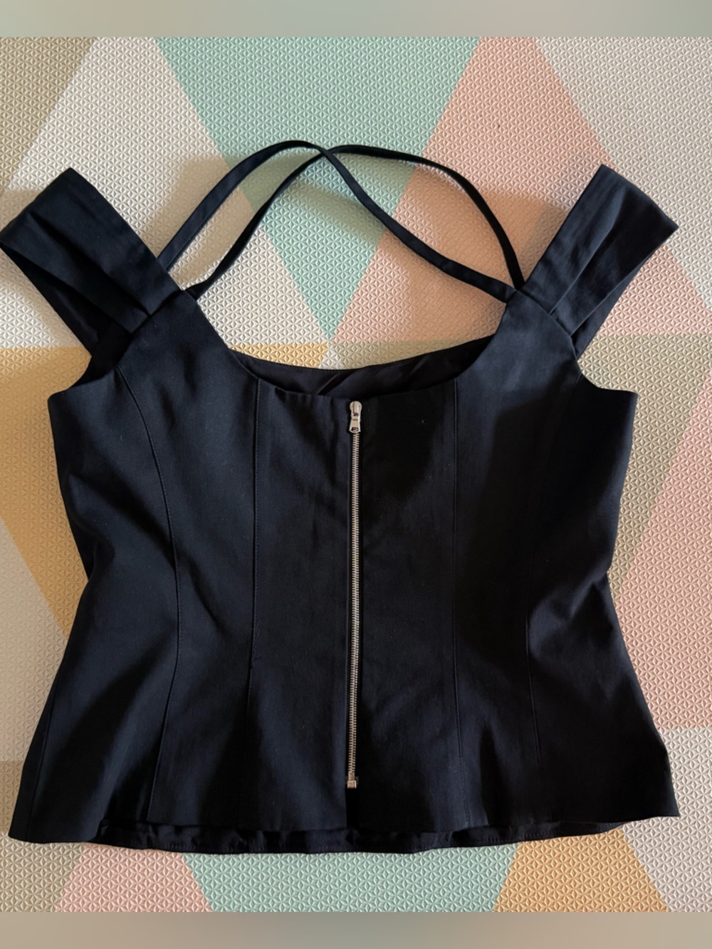 Nanette Lepore Black Corset-Style  Double-Strap Top Size 10 - Picture 9 of 10